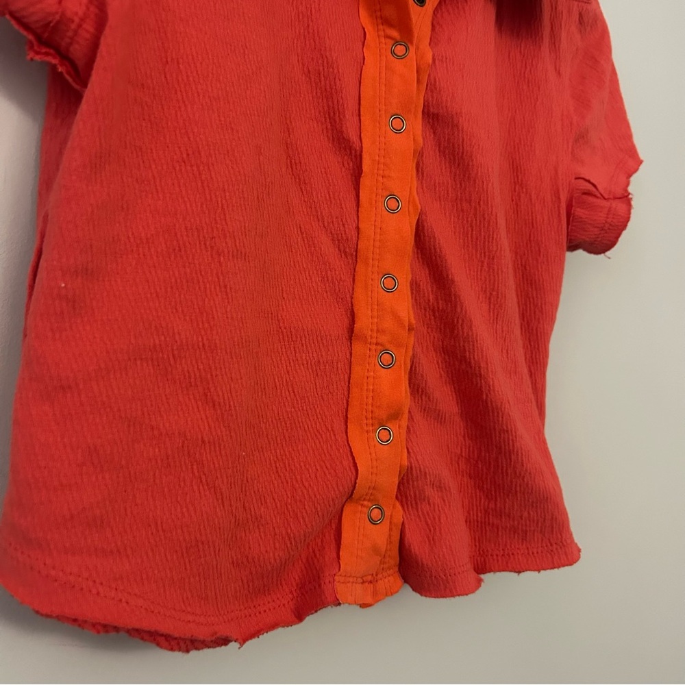 Free People We The Free Fifi Polo Shirt Cropped Top Buttondown - Picture 4 of 5